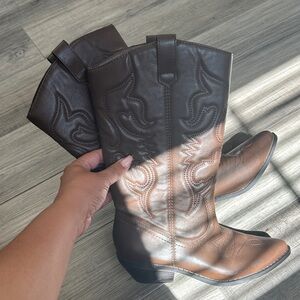 Brown Two-Tone Western Cowboy Boots
